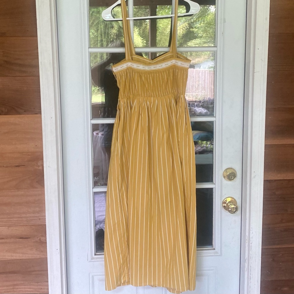 THE GREAT. Yellow Striped Midi Sundress - Picture 4 of 5
